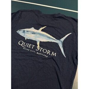 Quiet Storm Surf Ocean City Maryland T-Shirt Tee SMALL Blue Fish Beach Outdoors
